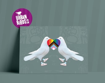 Freedom Doves - A3 illustrated print celebrating everything LGBTQ+