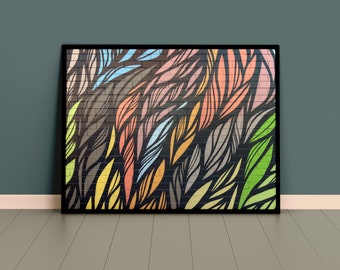 Tealeafs - cool wall art, prints, inspired by nature, brights colours, tea leafs