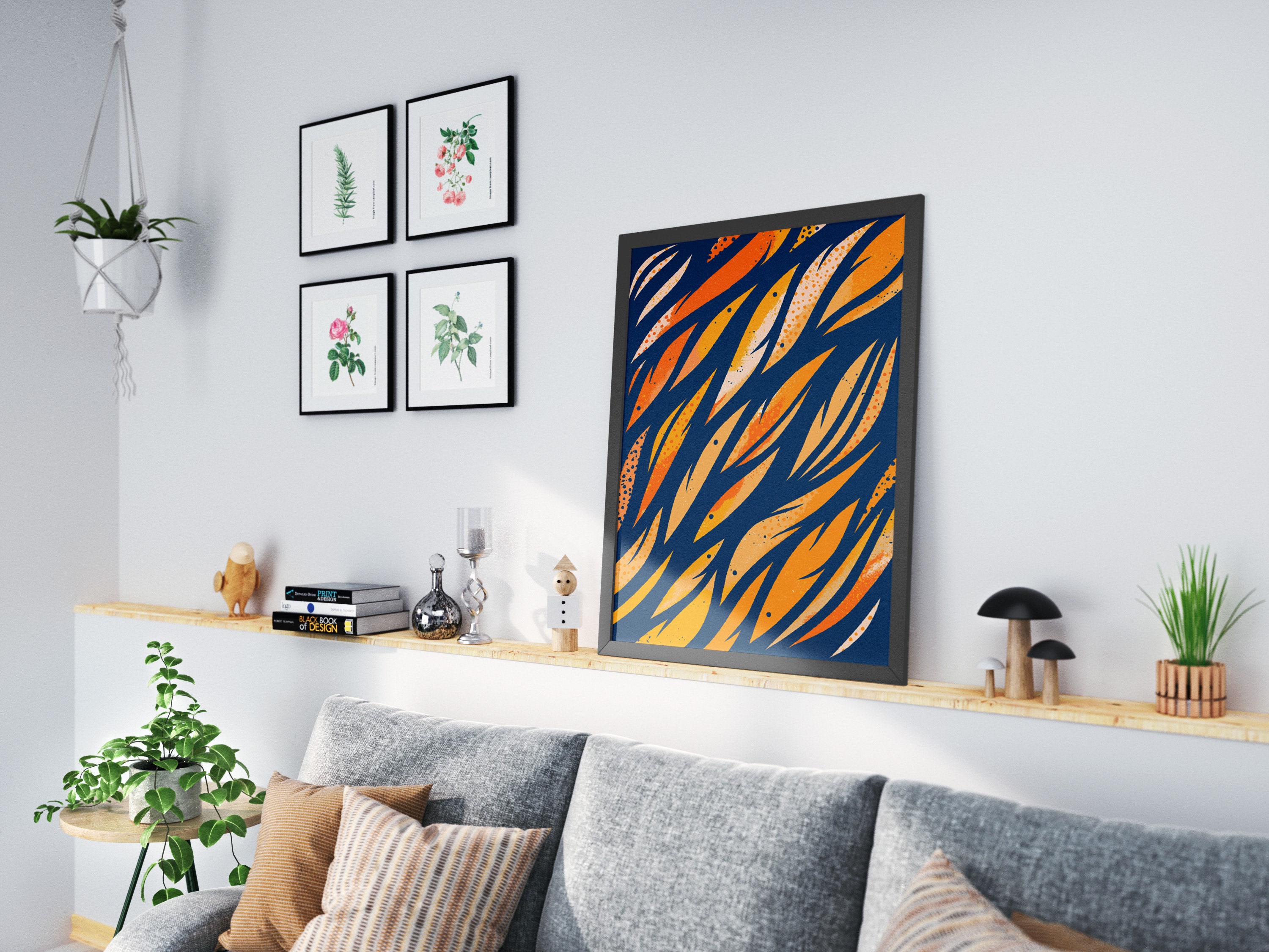 Swimming Goldfish Print, Interiors Artwork, Orange Artwork, Cool Surface  Pattern, Cool Home Art, Vibrant Wall Art, Colourful Interior Art 