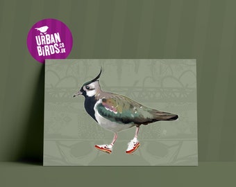 Pale green Lapwing Urban Birds A3 Print - home decor, wall art, birds, ornithology, trainers, sneakers