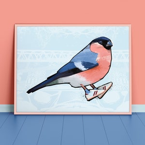 Bullfinch Print, British Birds, Bird Print, Bird illustration, Bird Poster, Bird Art, Ornithology, Sneakers, Trainers, gifts