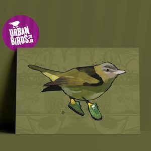 Impresión de campanas A3 Viero, pájaros, impresión de pájaros, ilustración de pájaros, póster de pájaros, arte de pájaros, ornitología, impresión de zapatillas, arte de zapatillas, Spezial, EE. UU.