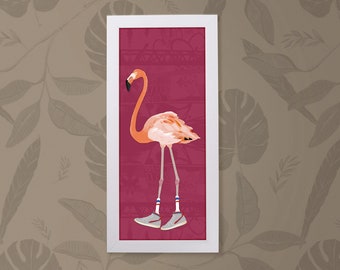 Tropical Flamingo Print, Exotic Bird Print, Exotic Bird illustration, Exotic Bird Poster, Bird Watcher Gift, Stylish Home Gift