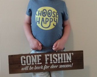 Gone Fishin' Rustic Wood Sign, Funny Man Cave Sign, Gift For Dad, Husband Fishing Gift, Cabin Decor, Birthday Gift From Wife, Hunting Gift