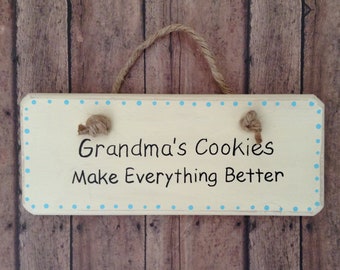 Grandma Kitchen Decor, Grandmas Cookies Wood Sign, Mother's Day Gifts For Grandma, Grandmother Birthday Gift From Grandkids, Grandma Sayings