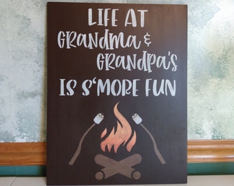 Unique Gifts For Grandparents Day, Grandma And Grandpas House Signs, S'more Fun Sign For Grandma And Grandpa, Firepit Or Campsite Signs