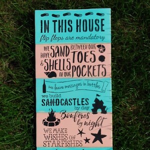 Welcome To Our Beach House Wood Sign: Coastal Cottage Decor