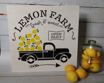 Wood Lemon Signs, Summer Kitchen Sign, Lemon Farm Signs, Vintage Truck Decor, Summer Home Decor, Farmhouse Kitchen Decor, Lemon Wall Decor