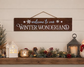 Rustic Winter Wonderland Wood Sign, Farmhouse Christmas Decor