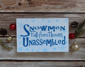 Christmas Decoration With Snowflakes, Wood Christmas Sign For Mantel, Holiday Decor, Snowmen Fall From Heaven, Winter Decor, Christmas Decor