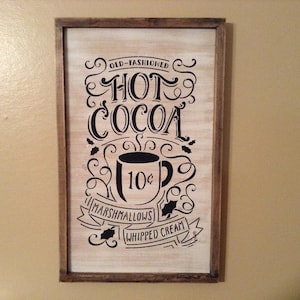Hot Cocoa Bar Sign, Rustic Farmhouse Winter Kitchen Or Dining Room Decor image 6