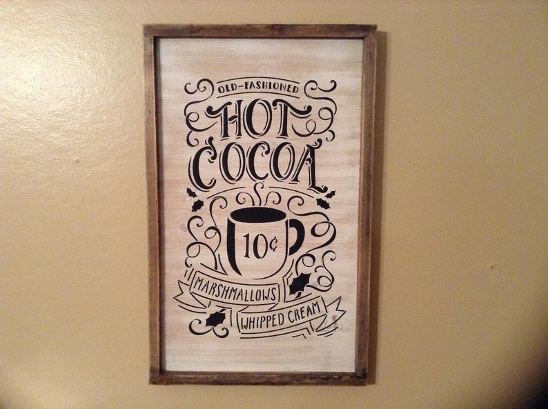 Hot Cocoa Bar Sign, Rustic Farmhouse Winter Kitchen Or Dining Room Decor image 6