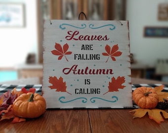 Leaves Are Falling Autumn Is Calling Sign, Fall Wall Decor, Autumn Home Decor, Fall Decorations, Farmhouse Signs For Home, Entryway Decor