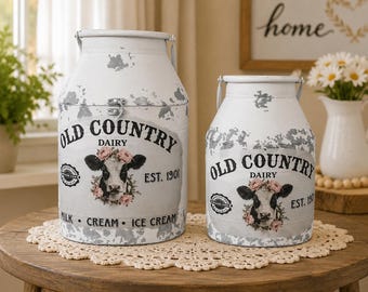Distressed Metal Milk Can: Farmhouse Kitchen Decor, Old Country Dairy