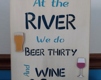 River House Sign, Beer Thirty And Wine O'Clock, Funny Sign For Home, Gift For Father's Day, Summer Home Decor, Canoeing And Kayaking Gifts