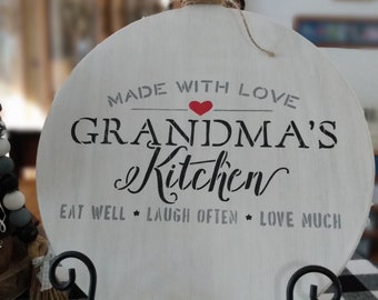 Mother's Day Gift, Grandma's Kitchen Farmhouse Sign, Decorative Cutting Board, Kitchen Wall Decor, Birthday Gifts For Grandma From Grandkids