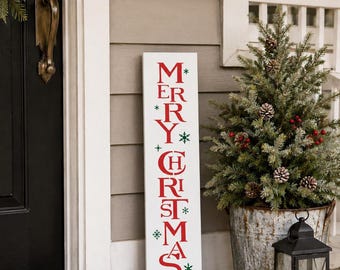 Merry Christmas Porch Sign. Indoor/Outdoor Wood Holiday Decor