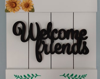 White Picket Fence Welcome Sign, Sunflower Decor, Welcome To Our Home, Wall Or Door Decor, Welcome Friends, Wedding Gift, Housewarming Gift