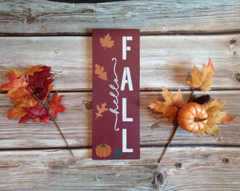 Fall Wall Decor, Hello Fall Sign, Autumn Home Decor, Farmhouse Fall Decorations, Small Wood Sign, Entryway Decor, Fall Decor For Living Room