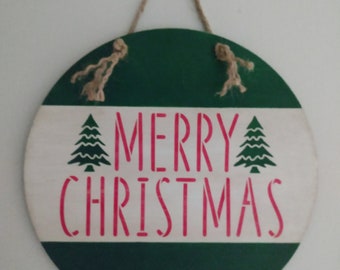 Christmas Decor, Merry Christmas Farmhouse Signs, Holiday Decorations, Rustic Christmas Decor, Wall Decor, Round Door Hangers, Vintage Look