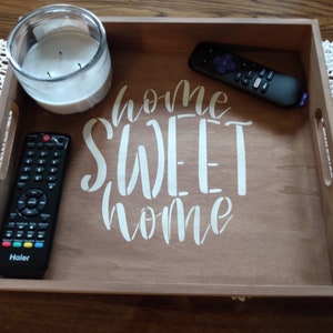 Coffee Table Tray With Handles, Wood Serving Tray, Decorative Tray, Home Sweet Home, Farmhouse Decor, Ottoman Tray, Centerpiece Serving Tray