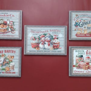 5 Designs Christmas Bakery Sign, Gingerbread, Milk & Cookies Sign, North Pole Bake Shoppe, Snowman Sign, Farmhouse Decor, Holiday Decoration