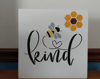 Bee Kind Signs, Summer Home Decor, Bee Decor For Kitchen, Bee Sign With Sunflower, Spring Signs, Farmhouse Kitchen Decor, Bee Decorations