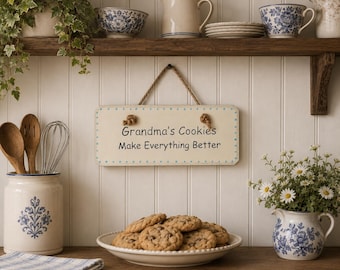 Grandma's Cookies Sign: Hand-Painted Wood Kitchen Decor