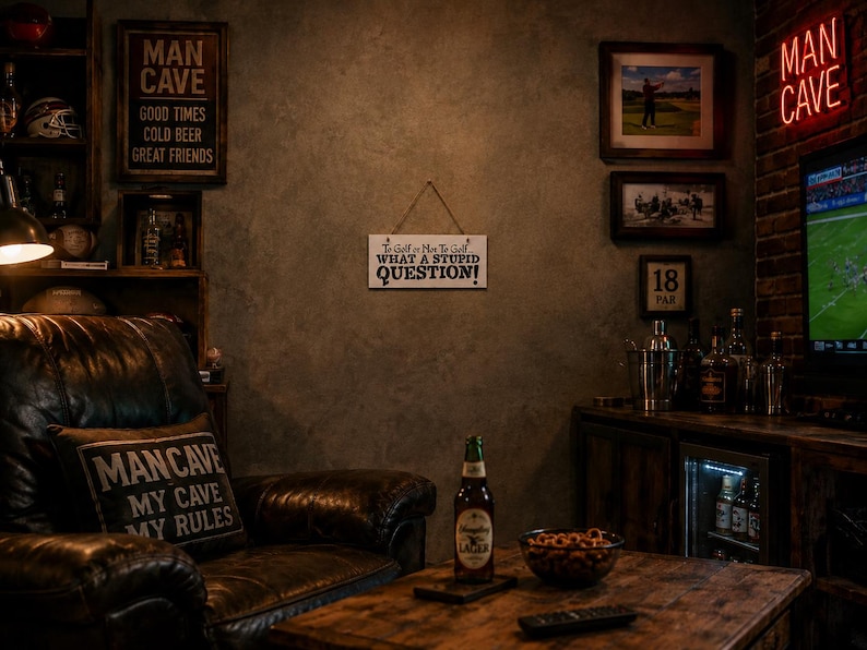 To Golf Or Not To Golf What A Stupid Question, Funny Golf Sign, Man Cave Decor image 3