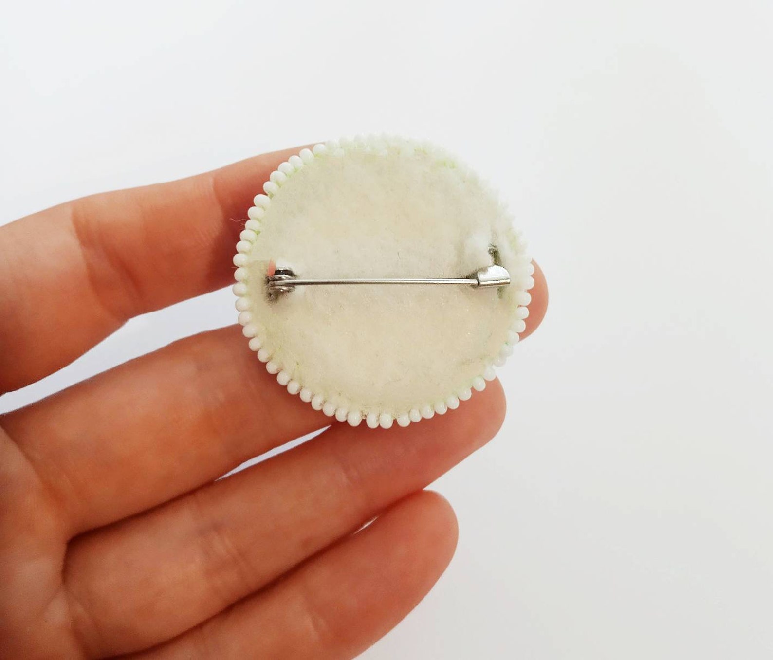 Beaded Embroidered Brooch White Pink Seed Bead Brooch Handmade Etsy