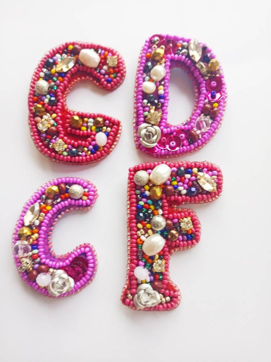 Brooch initial Embroidered brooch Personalized brooch Letter Etsy