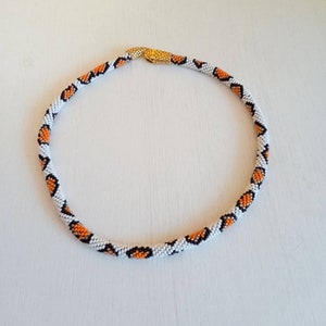 Crochet Snake Necklace: Beaded Boho Choker, Handmade Jewelry