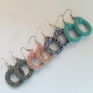 Beaded Hoop Earrings: Czech Seed Bead Beadwoven Earrings