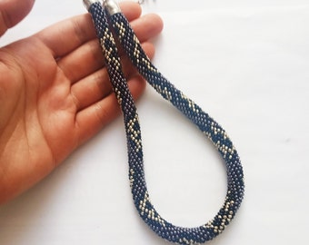 Snakeskin Crochet Rope Necklace: Handmade Serpent Beadwork Choker