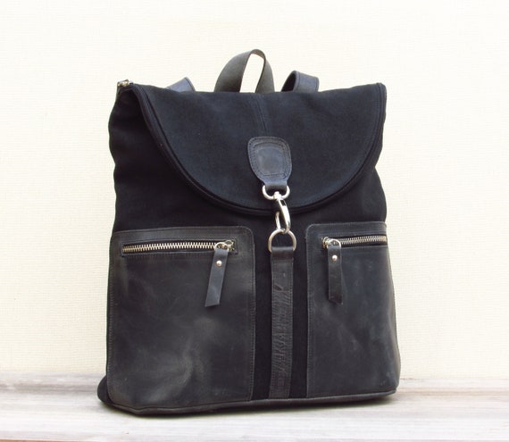 all black canvas backpack