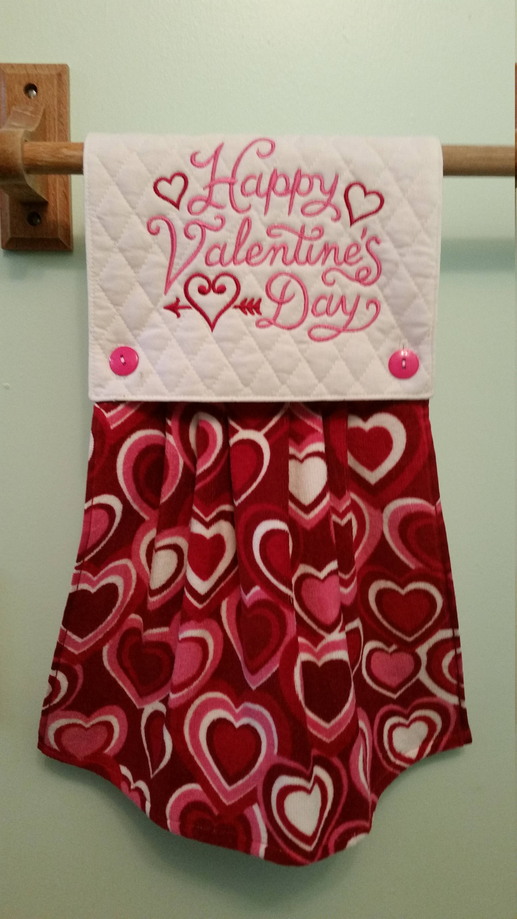 Happy Valentine's Day embroidered towel | Etsy