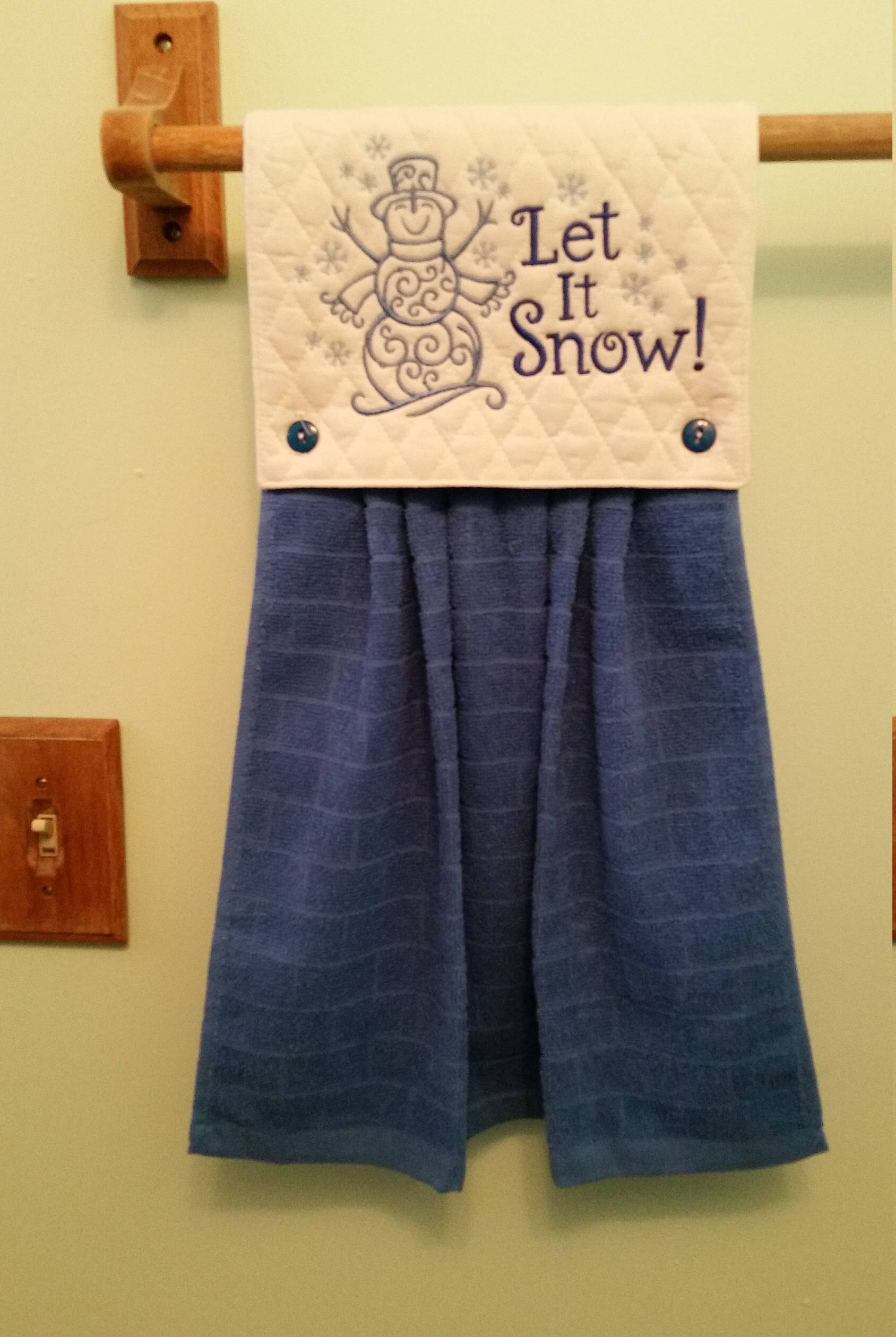 Blue Snowman Embroidered Kitchen Towel Etsy New Zealand