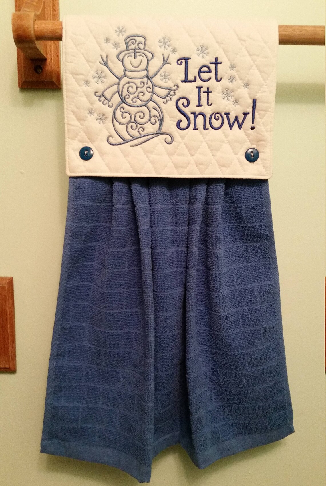 Blue Snowman Embroidered Kitchen Towel Etsy New Zealand