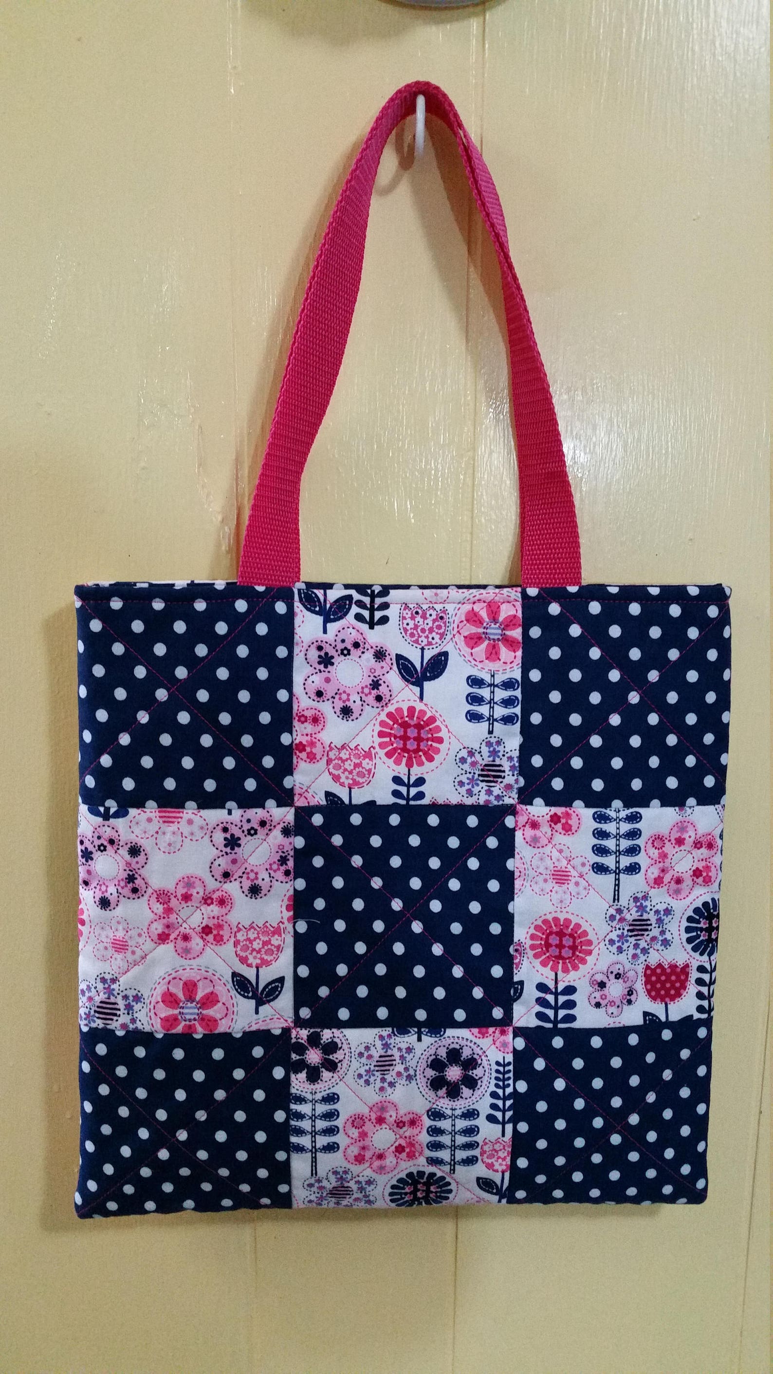 Child's Patchwork Purse/bag in Pink/white/navy Blue 1 - Etsy