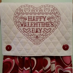 Redwork valentine embroidered kitchen towel image 3