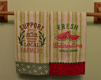 Embroidered linen kitchen towels