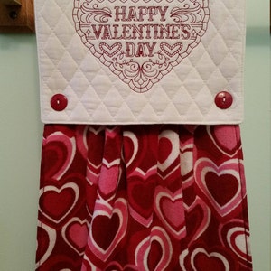 Redwork valentine embroidered kitchen towel image 2