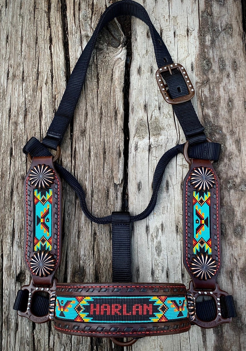 Custom/personalized Leather Beaded Horse Halter deluxe Etsy