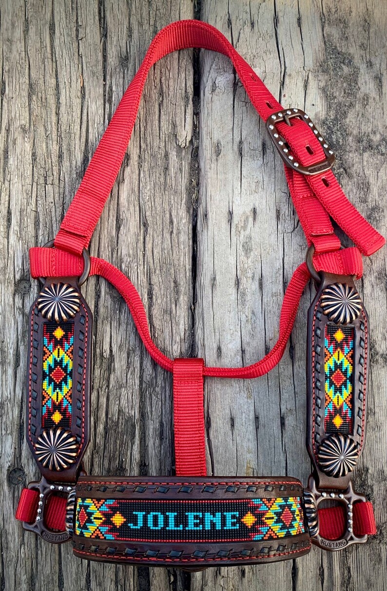 Custom/personalized Leather Beaded Horse Halter deluxe Etsy