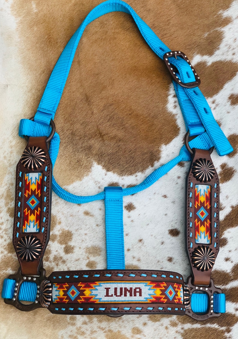 Custom/Personalized Leather Beaded Horse Halter Deluxe Etsy