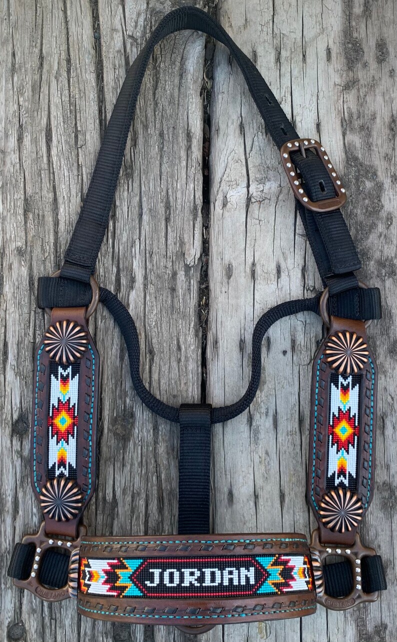 Custom/personalized Leather Beaded Horse Halter deluxe Etsy