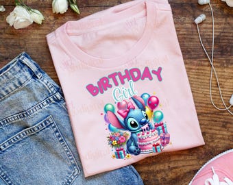 Floral Stich Design, Stich Birthday hat and balloons PNG, clipart Stitch PNG, Transparent background , Cute Floral, PNG Clip Art