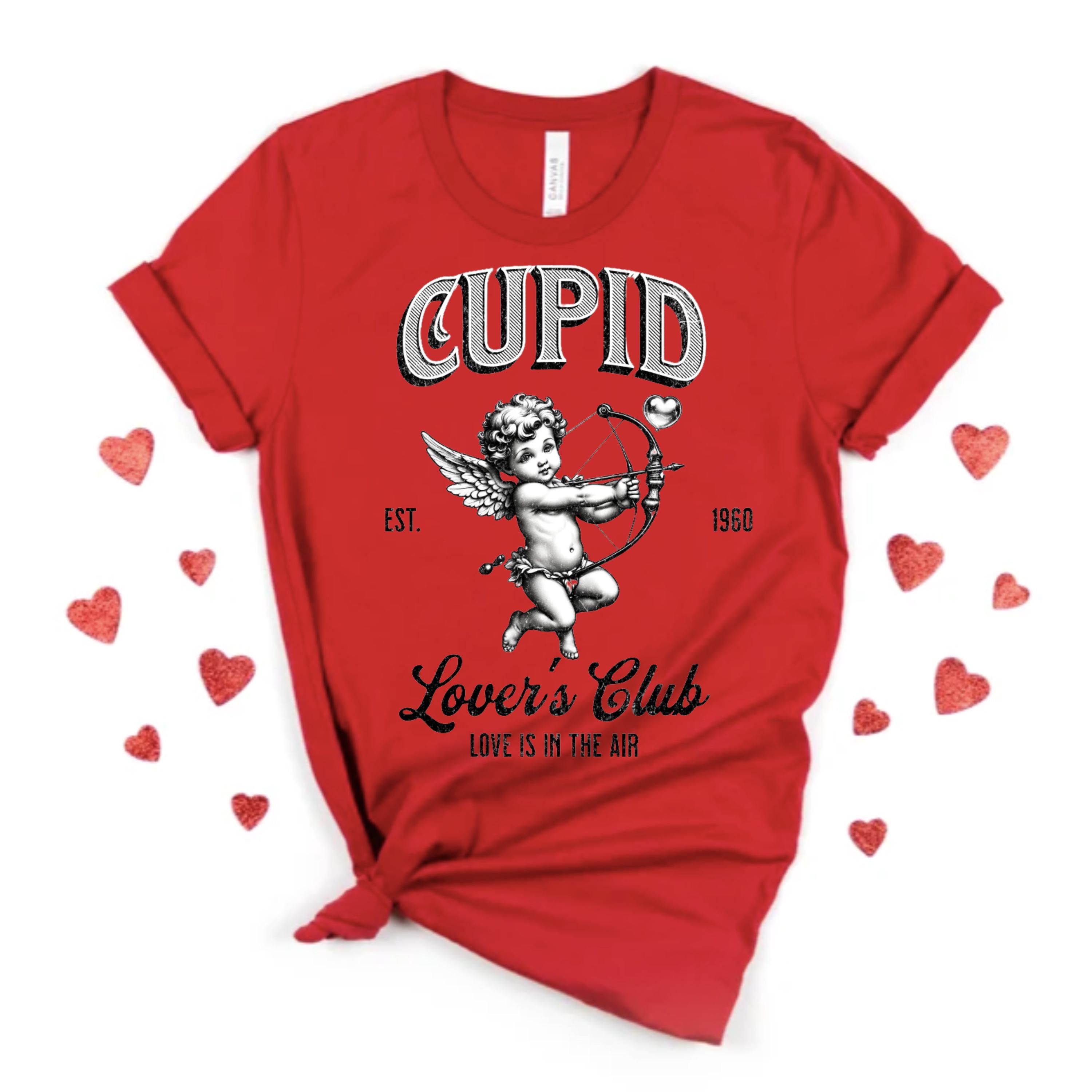 Cupids Lover Club Valentine PNG Design, DTF Funny Valentines Sublimation Arrow Bow Valentine's Crewneck & T-Shirt Cupid PNG Design