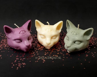 Kattenkaars - chakra - derde oog - geurkaars