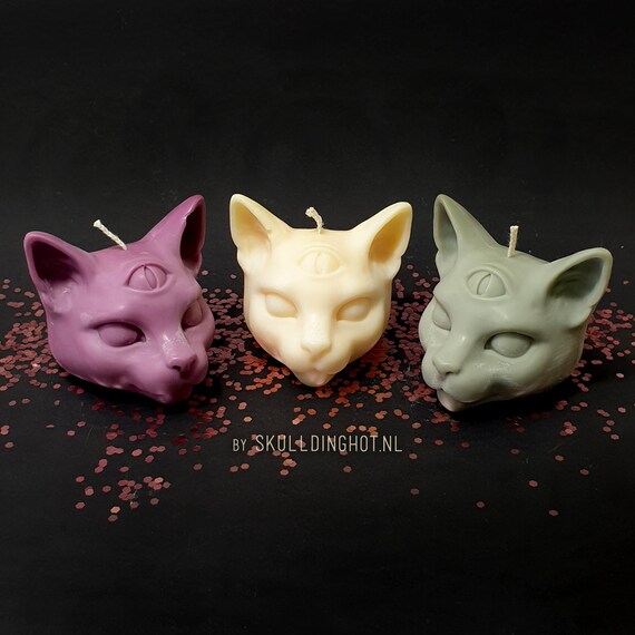 Kattenkaars - chakra - derde oog - geurkaars